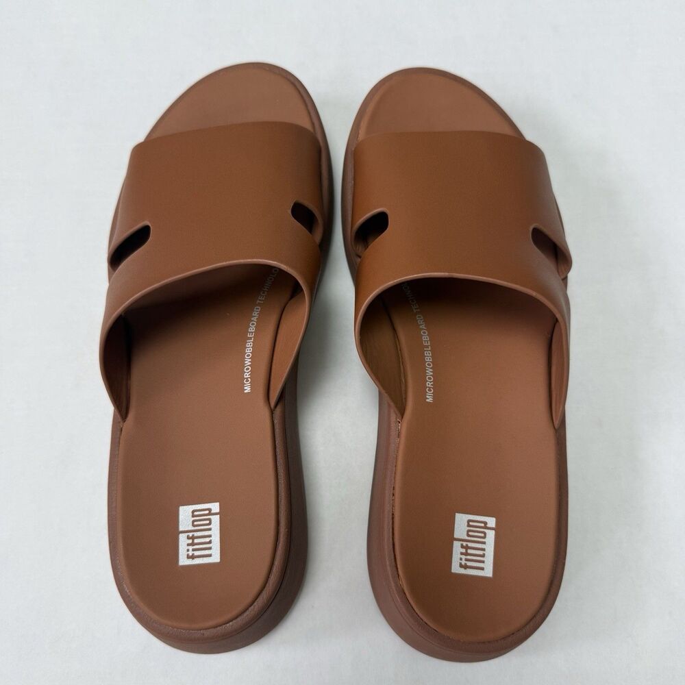 FitFlop Women's Leather Sandals Size 8 Light Tan Slip On Platform Comfort - Picture 9 of 12